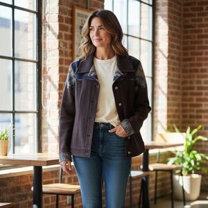 Pendleton Charcoal Grat and Blues Wool Trucker Jacket